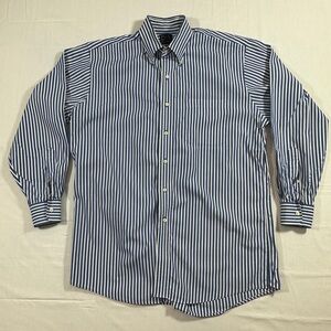 Men’s Jos A. Bank 100 Percent Cotton Blue And White Striped Shirt Size 16-33